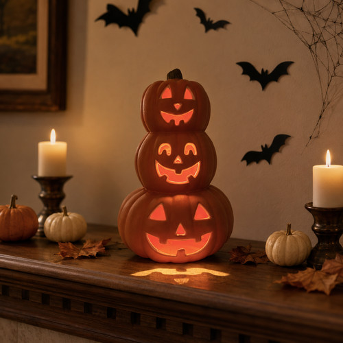 Used stacked jack lantern - used, jack-o’-lantern