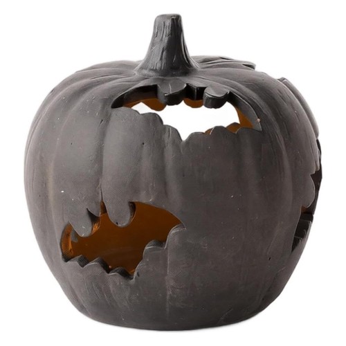 Bat carved ceramic pumpkin - carved,