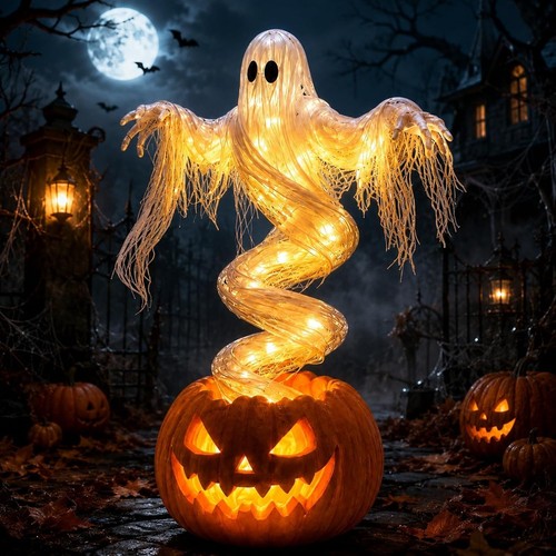 Led swirling ghost pumpkin - swirling,