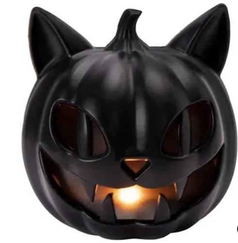 Black cat pumpkin halloween - black,